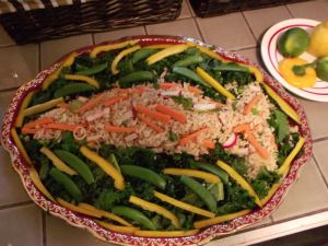 My rice-veggy salad echoed the fish theme on New Years Day